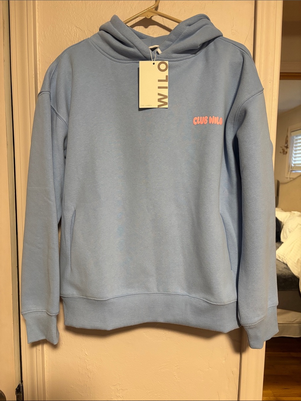 Willow Light Blue Hoodie with Pink Club Wild Logo
